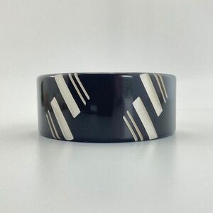 Vintage, Faux Bakelite Cuff, Fakelite, Black & White Bracelet, Art Deco Style